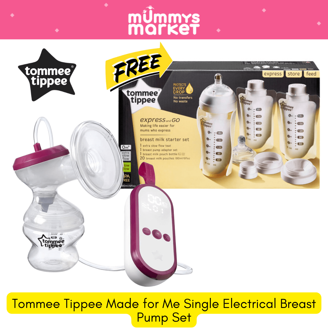 Tommee Tippee Made for Me Single Electrical Breastpump + FREE Express & Go Breastmilk Starter Kit